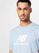 New Balance Essentials Stacked Logo Cotton Short Sleeve T-Shirt Light Blue White - XXL