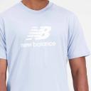 New Balance Essentials Stacked Logo Cotton Short Sleeve T-Shirt Light Blue White - XXL