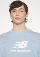 New Balance Essentials Stacked Logo Cotton Short Sleeve T-Shirt Light Blue White - XXL
