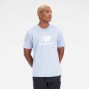 New Balance Essentials Stacked Logo Cotton Short Sleeve T-Shirt Light Blue White - XXL