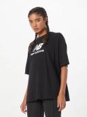New Balance Women's Essentials Stacked Logo Cotton Oversized T-Shirt Black - Size 2XL