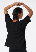 New Balance Women's Essentials Stacked Logo Cotton Oversized T-Shirt Black - Size 2XL
