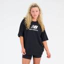 New Balance Women's Essentials Stacked Logo Cotton Oversized T-Shirt Black - Size 2XL