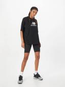 New Balance Women's Essentials Stacked Logo Cotton Oversized T-Shirt Black - Size 2XL