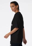 New Balance Women's Essentials Stacked Logo Cotton Oversized T-Shirt Black - Size XL