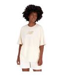 New Balance Women's Essentials Stacked Logo Cotton Oversized T-Shirt Team Cream - Size L