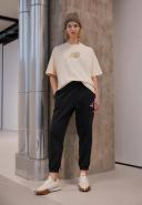 New Balance Women's Essentials Stacked Logo Cotton Oversized T-Shirt Team Cream - Size L