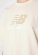New Balance Women's Essentials Stacked Logo Cotton Oversized T-Shirt Team Cream - Size XL