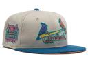 New Era Atlanta Braves Ocean Drive 150th Anniversary Patch Hat Club Exclusive 59Fifty Alternate Fitted Hat Stone/Indigo/Peach
