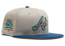 New Era Atlanta Braves Ocean Drive 150th Anniversary Patch Hat Club Exclusive 59Fifty Alternate Fitted Hat Stone/Indigo/Peach