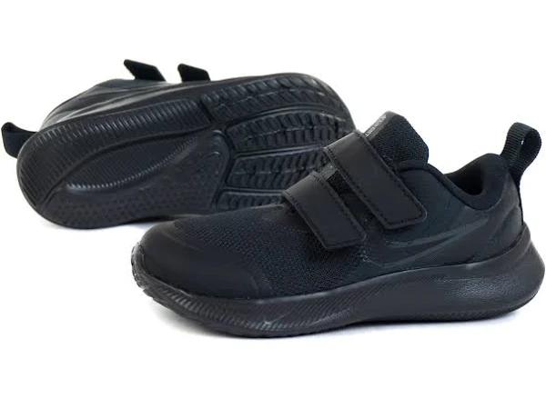 Nike Boys' Star Runner 3 Toddler Velcro Running Shoes (Black/Black/Dark Smoke Grey, Size 4C US)