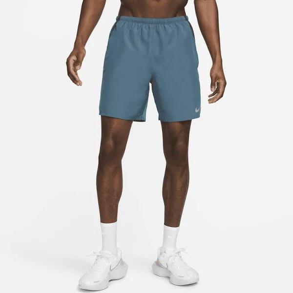 Nike Men's Dri-FIT Challenger Shorts 7 Inch (Ash Green/Dark Smoke Grey/Reflective Silver) XL