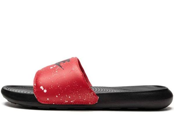 Nike Victori One Slide Print Paint Splatter Shoes - Size 12 - 600 University red/white/black/bla