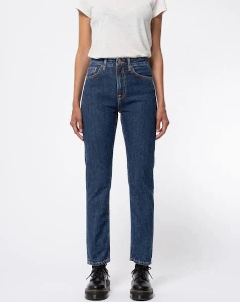 Nudie Jeans Breezy Britt Dark Stellar High Waist Regular Tapered Leg Women's Organic Jeans W26/L30 Sustainable Denim