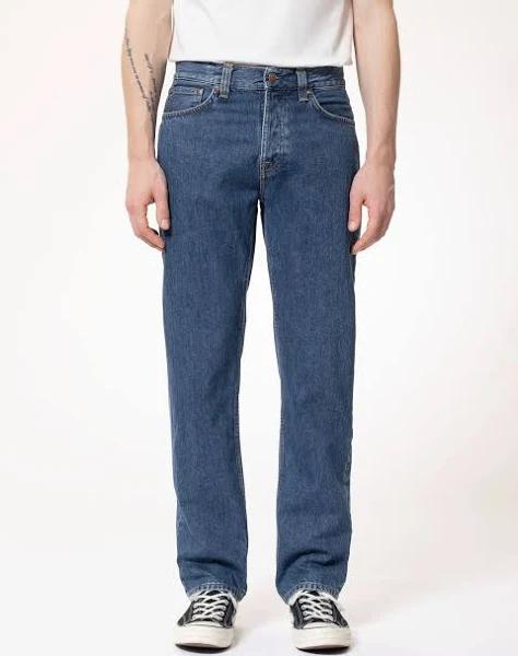 Nudie Jeans Rad Rufus Monday Blues High Waist Regular Straight Leg Men's Organic Jeans W26/L30 Sustainable Denim