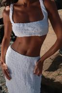 Nyah Textured Crop Top | White | MESHKI Crop Tops | Size M | in Multiple Sizes & Styles | AfterPay Available