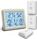 ORIA Indoor Outdoor Thermometer With 3 Wireless Sensors, Digital Hygrometer Thermometer, Temperature Humidity Monitor Meter With LCD Backlight,