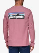 Patagonia P-6 Logo Long Sleeve T-Shirt Pink Black Blue - XS