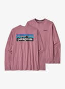 Patagonia P-6 Logo Long Sleeve T-Shirt Pink Black Blue - XS
