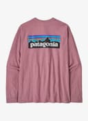 Patagonia P-6 Logo Long Sleeve T-Shirt Pink Black Blue - XS