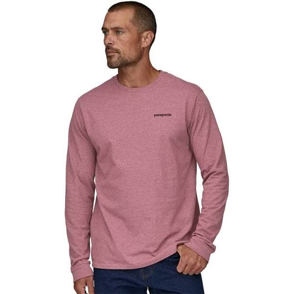 Patagonia P-6 Logo Long Sleeve T-Shirt Pink Black Blue - XS