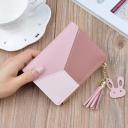Patchwork Tassel Women Wallet Short Zipper Large Capacity Coin Purse Casual Brief Card Holder Pocket Clutch Bag