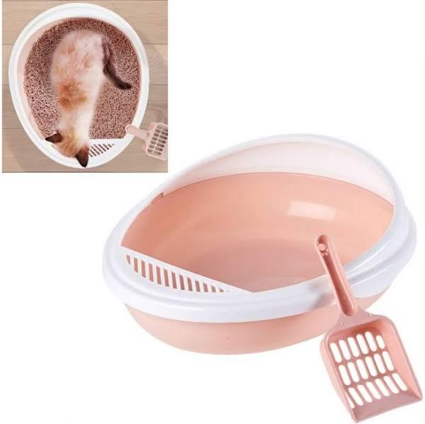 Pet Supplies Semi-enclosed Detachable Splash-proof Litter Box Cat Toilet With Cat Litter Scoop(Pink) - AfterPay & zipPay Available