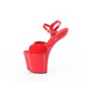 Pleaser CRAZE-809 8" Heelless, 3" PF Ankle Strap Sandal - Blk Faux Leather/Blk Matte, 14