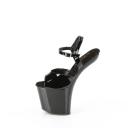 Pleaser CRAZE-809 8" Heelless, 3" PF Ankle Strap Sandal - Blk Faux Leather/Blk Matte, 14