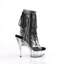 Pleaser | Delight-1017RSF, 6 inch Open Toe with Fringe Ankle Boots Clear-Silver/Clear Size : 11 - FUNkyPair.com