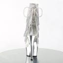 Pleaser | Delight-1017RSF, 6 inch Open Toe with Fringe Ankle Boots Clear-Silver/Clear Size : 11 - FUNkyPair.com