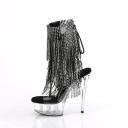 Pleaser | Delight-1017RSF, 6 inch Open Toe with Fringe Ankle Boots Clear-Silver/Clear Size : 11 - FUNkyPair.com