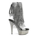 Pleaser | Delight-1017RSF, 6 inch Open Toe with Fringe Ankle Boots Clear-Silver/Clear Size : 11 - FUNkyPair.com