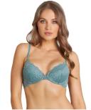Pleasure State My Fit Lace Graduated Push Up Plunge Bra in Sagebrush Green Sage 10 A