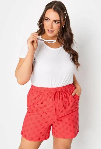 Plus Size Limited Collection Curve Coral Orange Broderie Anglaise Shorts Size 20 | Women's Plus Size and Curve Fashion