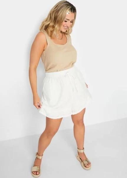 Plus Size Limited Collection Curve White Broderie Anglaise Shorts Size 22-24 | Women's Plus Size and Curve Fashion