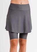 Plus Size Plus Size Women's Swim Skirt: Mid-Thigh Swim Skirt With Knee Length Leggings UPF 50+ | Charcoal | by Calypsa |