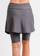 Plus Size Plus Size Women's Swim Skirt: Mid-Thigh Swim Skirt With Knee Length Leggings UPF 50+ | Charcoal | by Calypsa |