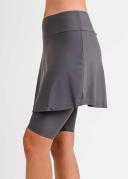 Plus Size Plus Size Women's Swim Skirt: Mid-Thigh Swim Skirt With Knee Length Leggings UPF 50+ | Charcoal | by Calypsa |