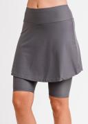 Plus Size Plus Size Women's Swim Skirt: Mid-Thigh Swim Skirt With Knee Length Leggings UPF 50+ | Charcoal | by Calypsa |