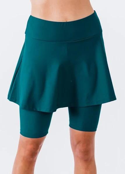 Plus Size Plus Size Women's Swim Skirt: Mid-Thigh Swim Skirt With Knee Length Leggings UPF 50+ | Dark Jade | by Calypsa |