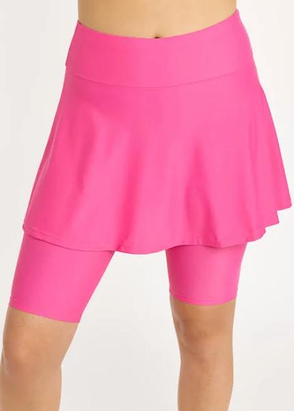 Plus Size Plus Size Women's Swim Skirt: Mid-Thigh Swim Skirt With Knee Length Leggings UPF 50+ | Magenta | by Calypsa |