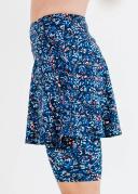 Plus Size Plus Size Women's Swim Skirt: Mid-Thigh Swim Skirt With Knee Length Leggings UPF 50+ | Navy Mosaic | by Calypsa |