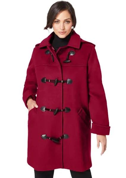 Plus Size Women's Collarless Leather Jacket by Jessica London in Rich Burgundy (Size 12 W)