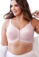 Plus Size Women's Front Close Wireless Posture Bra by Comfort Choice in Dark Turq Lace (Size 42 g)