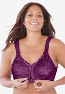 Plus Size Women's Front Close Wireless Posture Bra by Comfort Choice in Dark Turq Lace (Size 42 g)