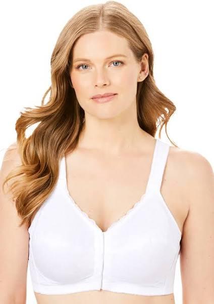 Plus Size Women's Front Close Wireless Posture Bra by Comfort Choice in White (Size 44 B)