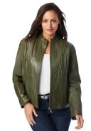 Plus Size Women's Zip Front Leather Jacket by Jessica London in Dark Olive Green (Size 20 W)