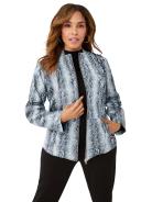 Plus Size Women's Zip Front Leather Jacket by Jessica London in Grey Snake Skin (Size 24 W)