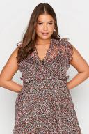 Plus Size Yours Curve Black Floral Hanky Hem Dress Size 30-32 | Women's Plus Size and Curve Fashion